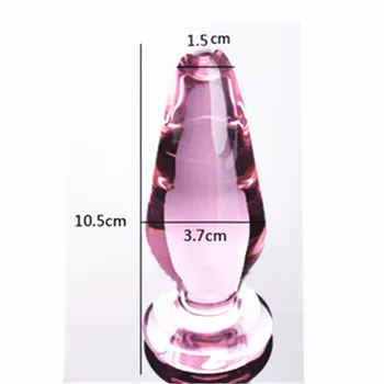 10.5*3.7 CM Super Gran Tamaño de color Rosa de Cristal Plug Anal Suave Cono de Cristal de Gran Butt Plug, Hombres y Mujeres de Juguetes Sexuales H8-3-7
