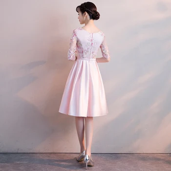 DongCMY Parte Formal de Corto Vestido de Flor Nueva De 2020 Una Línea de color rosa las Mujeres Vestidos de Baile
