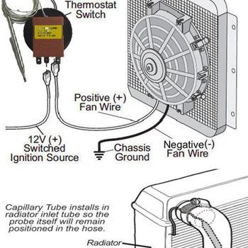 Coche Del Ventilador Interruptor De Control De Termostato De Capilar Profesional Ajustable Universal De Reemplazo Fácil De Instalar Refrigeración Radiador De Potencia