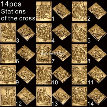 14 unidades Cristo el camino de la tristeza 3D modelo STL para tallada la figura del cnc de la máquina de la Crucifixión modelo de Router cnc Grabador ArtCam