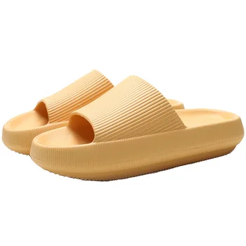 Verano de las Mujeres de Casa de Talón Zapatillas de 4.5 cm de Tacón Alto de las Señoras Zapatos Antideslizante Baño Diapositivas Interior Pareja Casual Zapatos de Gran Tamaño 35-47