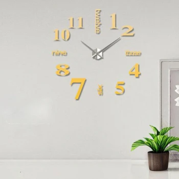 Reloj de pared 3D de la Superficie del Espejo de la etiqueta Engomada Grandes DIY Reloj para el Hogar Sala de estar de la Oficina de Decoración de la Habitación