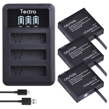 Tectra 3pcs 1200mAh 3.8 V Original batterie Batería de la Cámara+ LED 3Slots Cargador USB para el SJCAM SJ8 Serie SJ8 Aire SJ8 Más SJ8 Pro