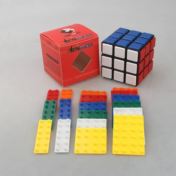 LeadingStar de BRICOLAJE Vendado Cubo Negro de la Magia de la velocidad de Cubo con 72Pcs de Plástico de Color Pegatinas Cerebro Teaser de Puzzle Cubo Mágico zk40