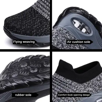 Oversize de Verano de la Plataforma de la Mujer Deporte Zapatos Deportivos Mujer Zapatillas para Mujer Negro de la Mujer Sneakers Sin Cordones GMB-0208