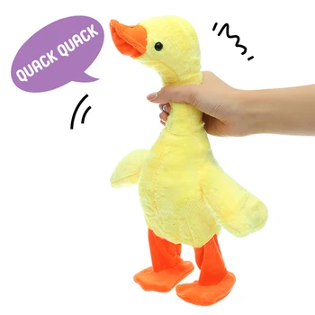 La novedad de la diversión de rompecabezas lindo repetir juguete de la diversión de aprender la lengua de pato amarillo hablando de animales de juguete de regalo para los niños