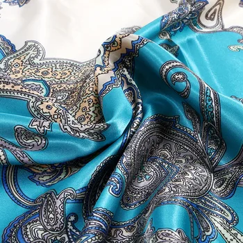 De la moda de Impresión de Paisley Cabello Bufanda Para las Mujeres Pequeñas Chales de Seda de Satén Bolsa de Bufandas Mujer de 90 cm*90 cm Diadema Bufandas de Cuello Para Damas