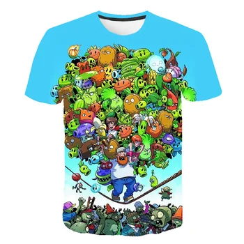 La Ropa de los niños de Plantas Vs Zombies Guerras camiseta Graciosa camiseta de los Niños de dibujos animados Camiseta de Bebé Niñas Niños Ropa de Verano Tops