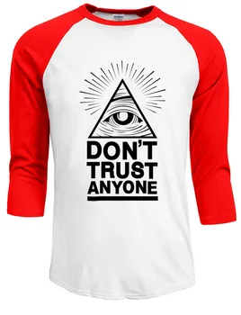 No Confiar en Nadie Illuminati Ojo que Todo lo ve Camiseta de los hombres de encargo de los juegos de la camiseta de 2019 verano, el otoño de la moda de nueva manga raglán