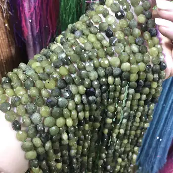 La Piedra Natural de Canadá Jades con Cuentas Facetadas de los oblatos de forma Suelta Espaciador Perlas Para la Joyería DIY Collar Pulsera Accesorios