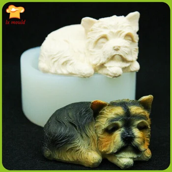 2019 nueva dormir perro molde de silicona de chocolate de arcilla de polímero de jabón de la vela de la resina del molde
