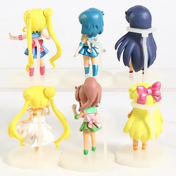 Sailor Moon Crystal Tsukino Usagi Serenidad Ami Mizuno Rei Hino Makoto Kino Minako Aino PVC Figuras de Juguetes 6pcs/set