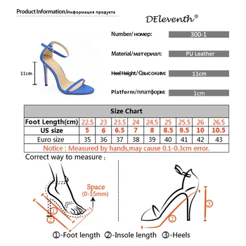 DEleventh Estilo de la Moda de Nueva marca de diseño de Verano zapatos de Tacón Alto de la Hebilla Sandalias Sexy de Fiesta Zapatos de Mujer de Tacón Mujer Más el Tamaño de 43 roja