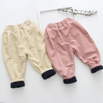 2019 bebé niños Niñas pantalón de invierno además de terciopelo pantalones de pana niños los niños pantalones casuales ropa