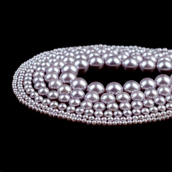 Natural Púrpura Concha de Perla Perlas Redondas Sueltas Espaciador Perlas Para la Joyería de BRICOLAJE Pulsera del Collar de Accesorios de 15