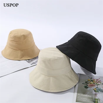 USPOP 2020 simple moda sombreros de cubo sólido de color del sombrero de panamá, de algodón, sombrero de cubo de Nuevos sombreros de verano transpirable sombrero para el sol