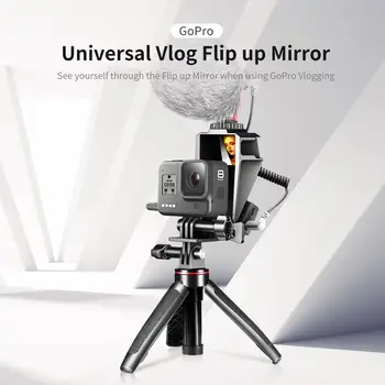 Ulanzi vuelta Hasta que se Vlog Selfie Pantalla Soporte para Gopro 8 7 6 5 Vlog Espejo Triple Zapata para accesorios de Montaje para la Luz del LED Micrófono