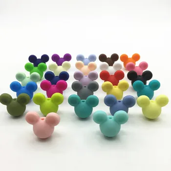 27 de Colores 100 piezas/lote de Silicona de Mickey Perlas de dientes de Perlas de Seguro de los Alimentos Grado en Enfermería de la Masticación de la Ronda de Silicona