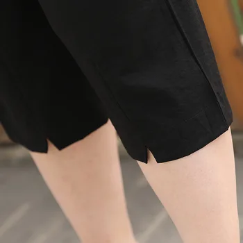 Nueva 2021 Corea verano más el tamaño de los pantalones cortos de las mujeres grandes suelto casual de algodón negro recto delgado bolsillo de los pantalones cortos 3XL 4XL 5XL 6XL 7XL