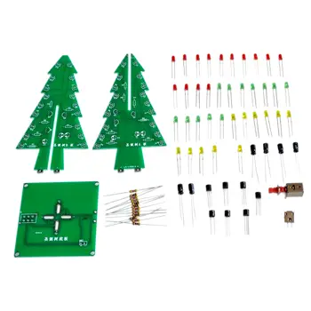 10SETS/LOTE de Tres Dimensiones 3D Árbol de Navidad LED DIY Kit Rojo/Verde/Amarillo Flash LED Kit de Circuito Electrónico de Diversión Suite