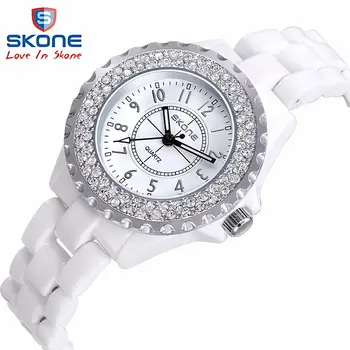 SKONE las Mujeres de la Moda de los Relojes de la Marca Superior de Lujo Casual Reloj de Cuarzo Vestido de las Señoras Relojes de diamantes de imitación reloj de Pulsera relogio feminino