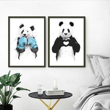 SEGURO de VIDA Gracioso del Boxeo Panda de Animales Banksy Impresiones de la Lona de Pintura Vivero POP Arte de Pared con Fotos de Cartel para la Habitación de los Niños Decoración para el Hogar