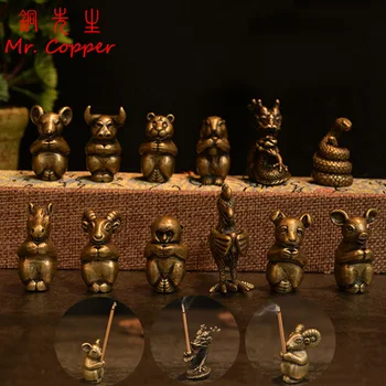 China 12 Animales Del Zodiaco Cobre Quemador De Incienso De Bronce De Animales Estatua De La Mesa De Té Adornos Decoraciones Para El Hogar Manualidades Inciensos Titular