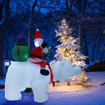 2M Oso Polar Inflable de Santa Claus LED Growwing Montar Oso Polar mover la Cabeza de Muñeca Inflable al aire libre del Jardín Decoración de Navidad