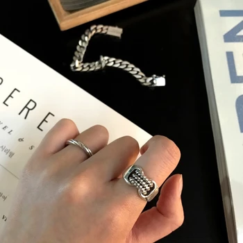 925 de la plata esterlina de la personalidad de tejido vintage anillos simples nuevo diseño de la moda anillos para ama/mujeres encantos de la joyería de regalo