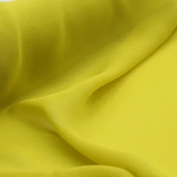 De color amarillo brillante pura seda georgette de gasa de seda de tela de 12momme de 135cm de ancho de buena calidad,SCG626