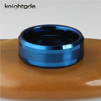 8mm Azul de Carburo de Tungsteno de la Moda anillo de Bodas Para Hombre para Mujer Anillo de Compromiso Joyería de Regalo de Pulido Cepillado acabado de Ajuste de la Comodidad