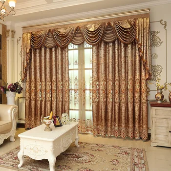 Clásicos europeos cortinas para la sala de estar,black-out de la cortina para el dormitorio,lujo bordado de tul cortinas de la Villa francesa de la cortina