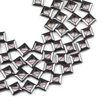 JHNBY Diagonal cuadrado Negro de Hematita 8MM de Piedra Natural Espaciadores Suelta Perlas Para la Joyería de Bricolaje pulseras collar de accesorios