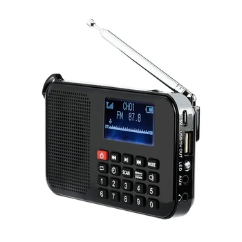 Solar Portátil de FM de Bolsillo de Radio Altavoz Reproductor de Música con la Linterna,Temporizador de apagado, el Apoyo TF Tarjeta de