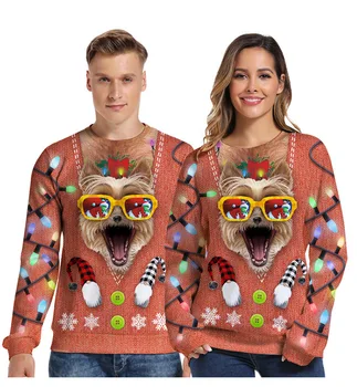 Otoño/Invierno 2020 Navidad suéter Verde Cabello Monstruo de la impresión en 3D de la Novedad de los Suéteres de las Mujeres Feo Suéter de Navidad de los amantes de la Ropa