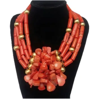 4ujewelry Edo Nupcial Conjuntos de Joyas de Nigeria Damas del Collar de la Conjunto de la Naturaleza Cuentas de Coral conjuntos de joyas para las Mujeres el Envío Libre de 2018