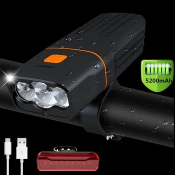 USB Recargable de la Bici Luces Delanteras con luz trasera 3T6 LED de la Bicicleta del Faro de Ciclismo de la Lámpara de la Linterna del Banco del Poder de Mtb Accesorios