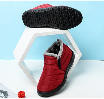 Las Mujeres Botas De Nieve Zapatos Calientes De La Felpa De Piel Del Tobillo Botas Antideslizantes De Invierno Femenino Deslizamiento Sobre El Plano Casual Los Zapatos Calzado Impermeable Nuevo