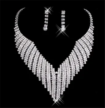 Charmingbridal de Cristal Elegante de la Hoja de la Boda del Collar de los Pendientes de los Conjuntos de Baile Nupcial Conjuntos de Joyas de África Conjuntos de Joyas de Perlas para las Mujeres