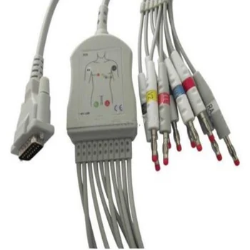 Compatible Para Schiller AT1/ AT2 /CS6/ CS100/AT101 ECG ECG Cable con cables de ecg intercambiables 10 conduce Médica ECG Cable 4.0 de Plátano Final de la AHA