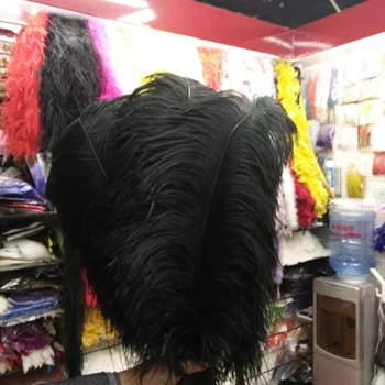 Mayorista hermoso negro de plumas de avestruz 50pcs 22-24 pulgadas / 55-60cm cm de Bodas y Celebraciones plumas