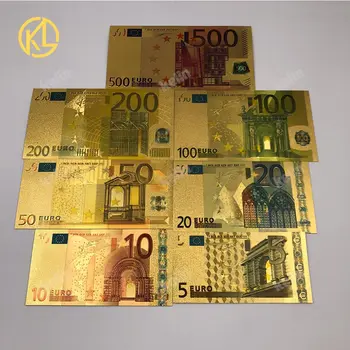 Euro500 10pcs/Mucho Colorido Europeo de Billetes de la Moneda de 500 Euros de los Billetes en Oro 24K de Aluminio Dinero Falso Para los Regalos