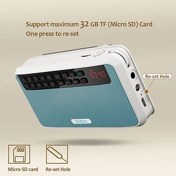 Rolton E500 Digital de Radio FM Altavoz Bluetooth Inalámbrico Portátil Grabadora de Voz AM NOAA Receptor Grabación USB Mp3 Estéreo de alta fidelidad