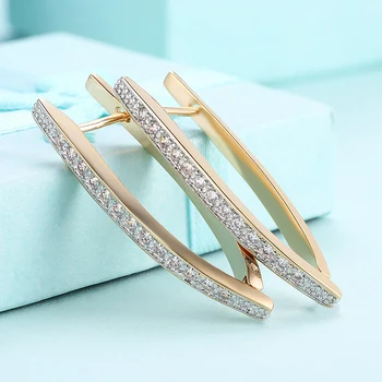 V-moda en Forma de diamantes de imitación Pendientes de Aro Para Mujer de las Niñas Encantos de Champán de Oro de la Joyería del Triángulo Bucle Pendientes Z4E800
