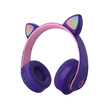 Nuevo LED Cat Ear Auriculares con Cancelación de Ruido Bluetooth 5.0 Jóvenes Cute Auricular Apoyo TF Tarjeta de Enchufe de 3.5 mm Con Micrófono