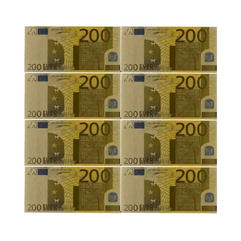 El Color de los Billetes en Euros 10pcs/lote de 200 EUROS de la Lámina de Oro de los Billetes para Colección y Regalos de Dinero de la UE Exquisita Artesanía