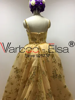 VARBOO_ELSA árabe Vestidos de Niña de Brillo de Lentejuelas Sirena Vestidos de Noche 2018 Encaje Vestido de Noche Largo de Gatsby Vestido de oro vestido de árabe