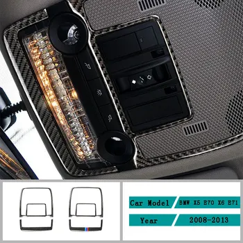 De Fibra de carbono, Accesorios para el Coche Interior de la Luz de Lectura de la Cúpula del Panel de la Decoración de la Cubierta de Recorte de Pegatinas Para BMW X5 E70 X6 E71 2008-2013