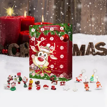 Calendario de navidad Caja de Regalo de 24 Conjuntos de Sorpresa Caja de la Persiana de Navidad Elk Santa Claus Adornos y el Mundo del Mar Regalo de Navidad para el Niño