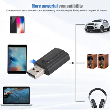 Bluetooth USB 5.0 Adaptador de 2-en-1 Transmisor de Audio Inalámbrico Receptor para Equipo de TV